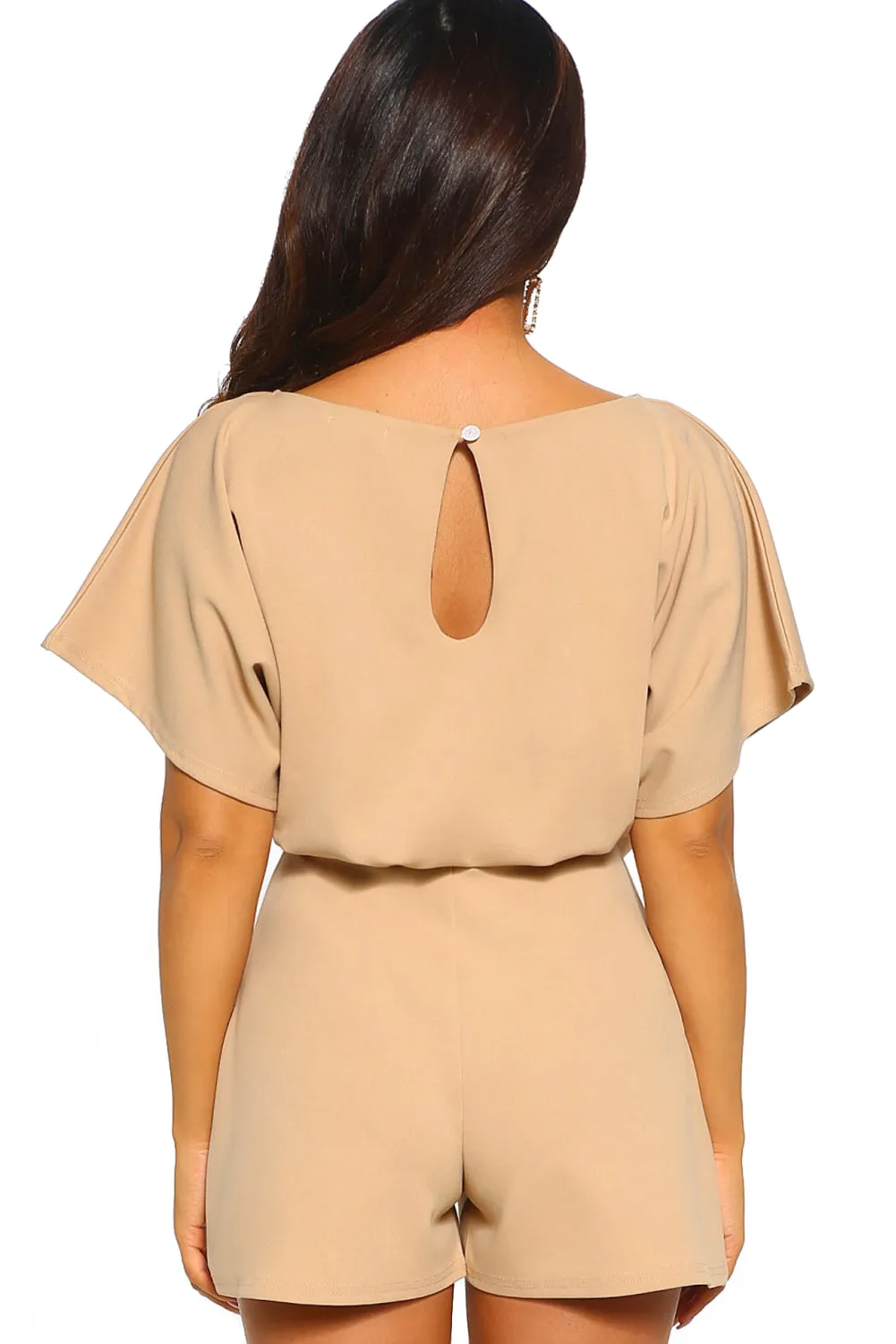 Apricot Over The Top Belted Romper