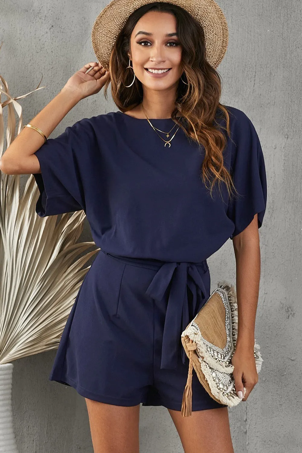Apricot Over The Top Belted Romper