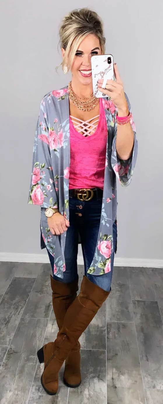 BASIC BURNOUT DEEP V-NECK TEE - FUSCHIA