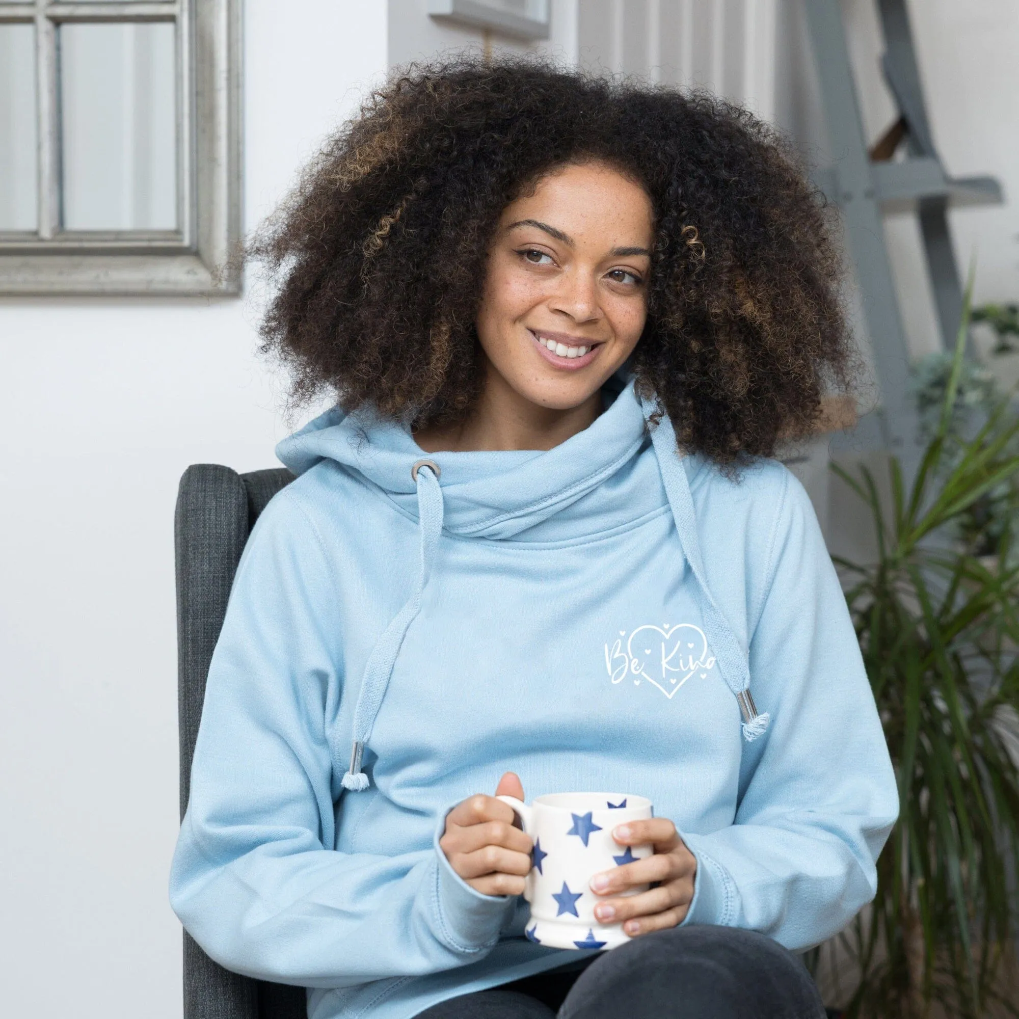 Be Kind Sky Blue Cowl Neck Hoodie