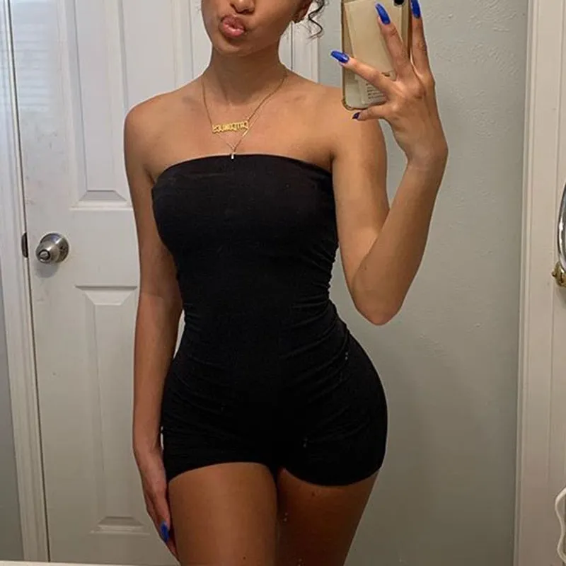 Black Bandeau Bodycon Playsuit