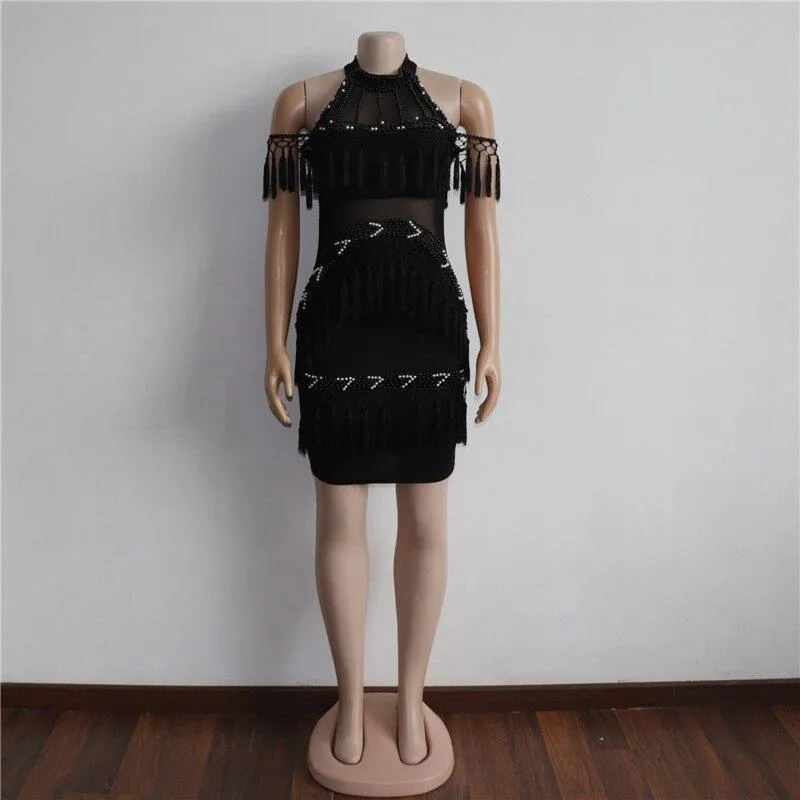 Black Halter Mini Dress Bodycon Femme Vestiods Robe Lace Dress