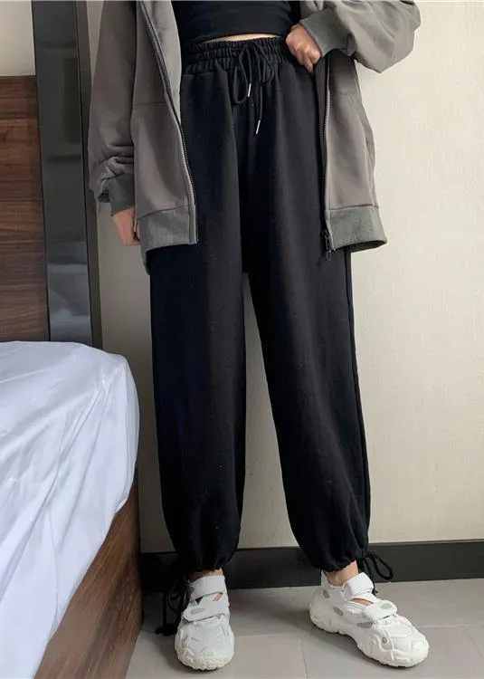 black loose women pants winter new high waist beam pants
