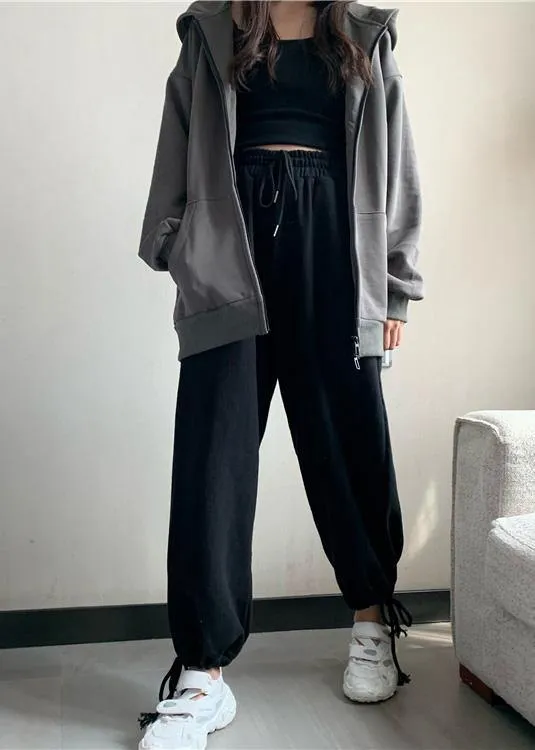 black loose women pants winter new high waist beam pants