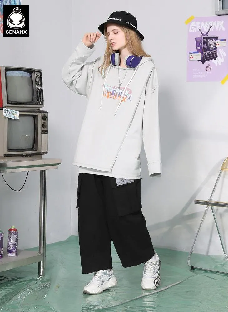 Black Safari Style Patchwork Pocket Straight Pants