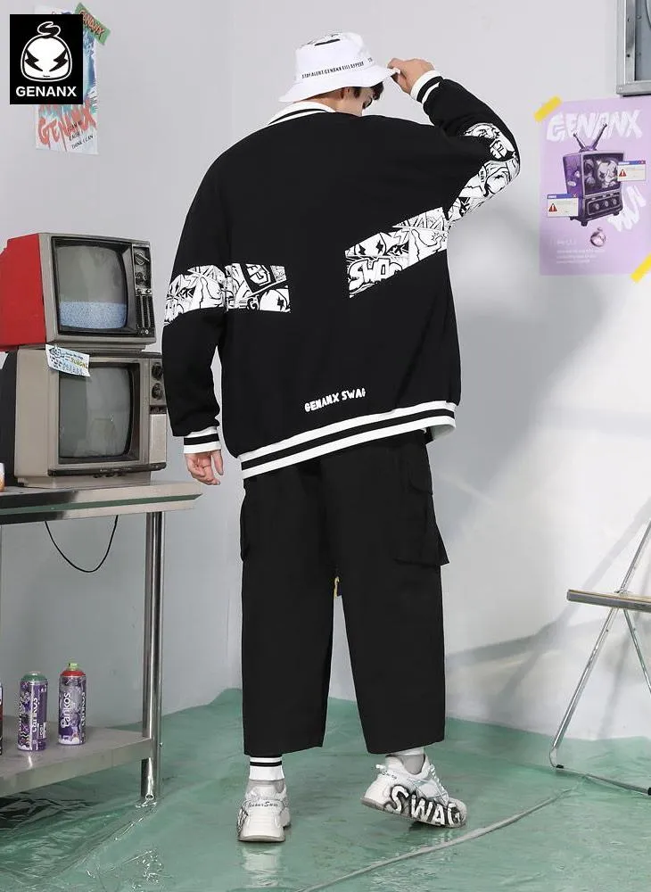 Black Safari Style Patchwork Pocket Straight Pants
