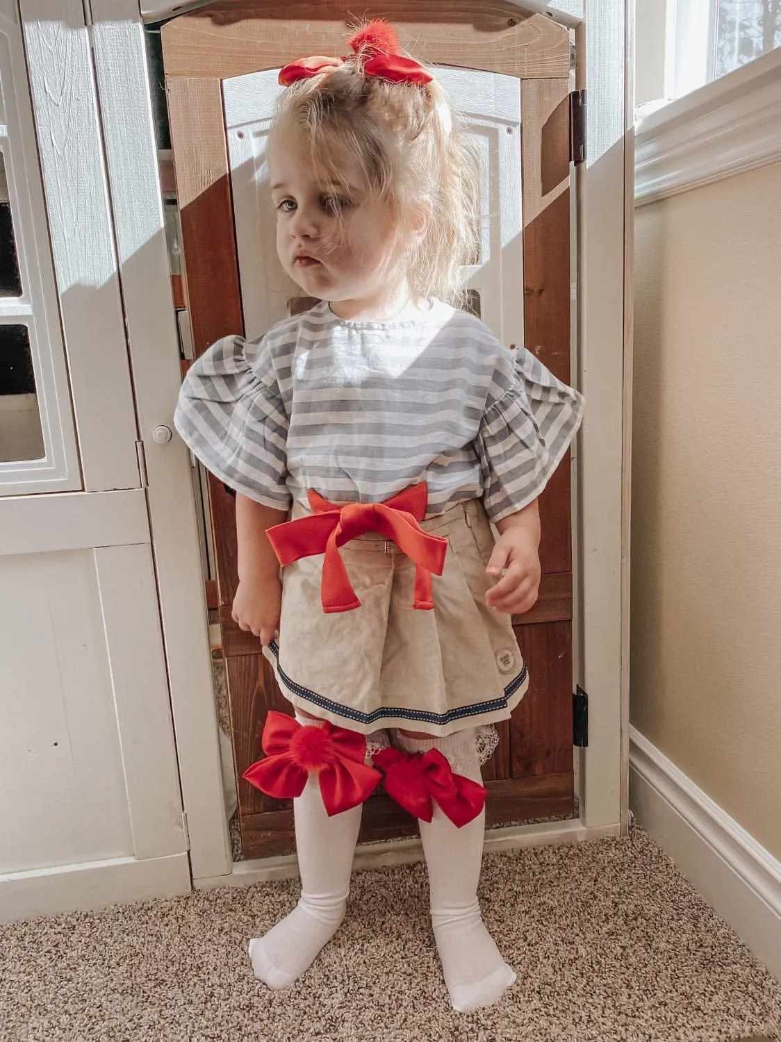 Blue and White Striped Blouse
