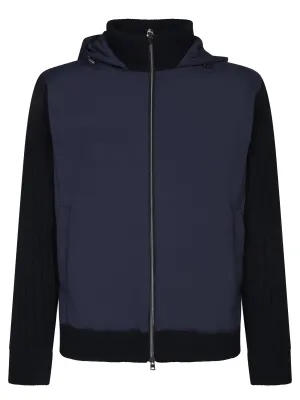 Blue Hooded Nylon Jacket