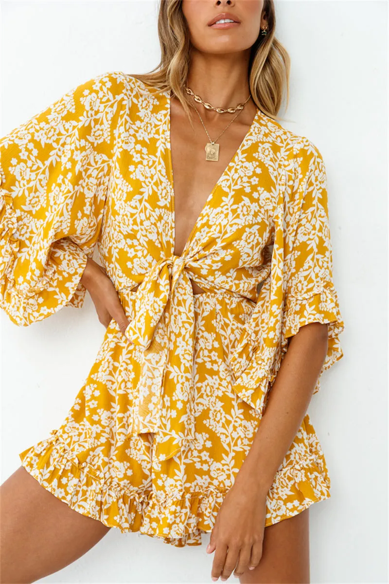 Boho Jumpsuit, Boho Romper, Playsuit, Florence in Pink