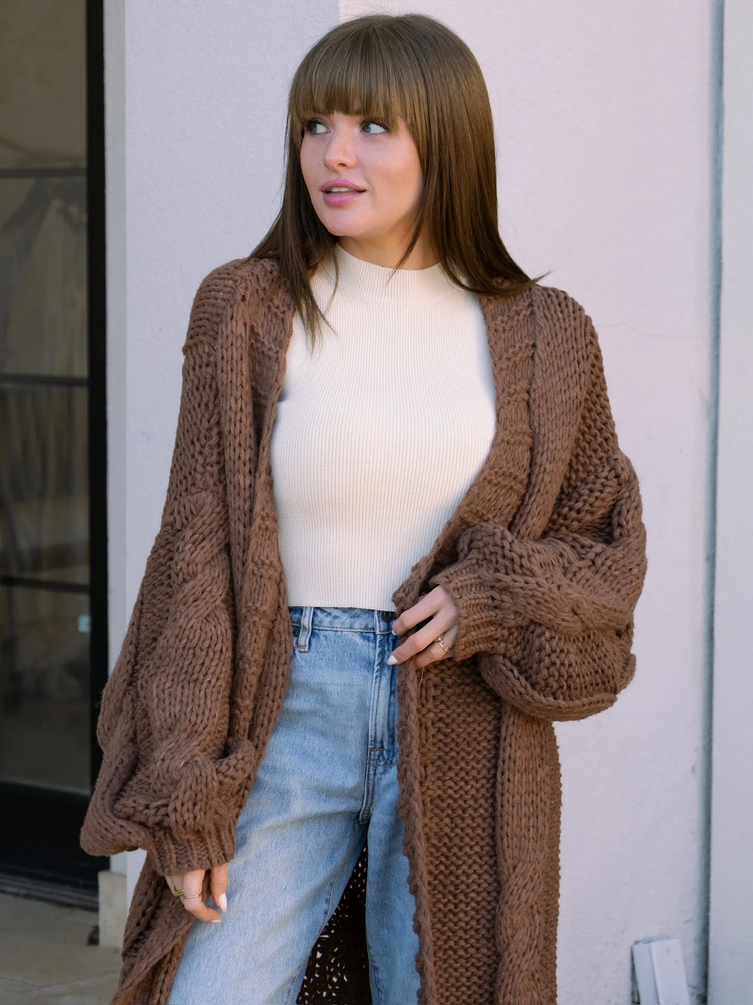 Brown Chunky Knit Cardigan
