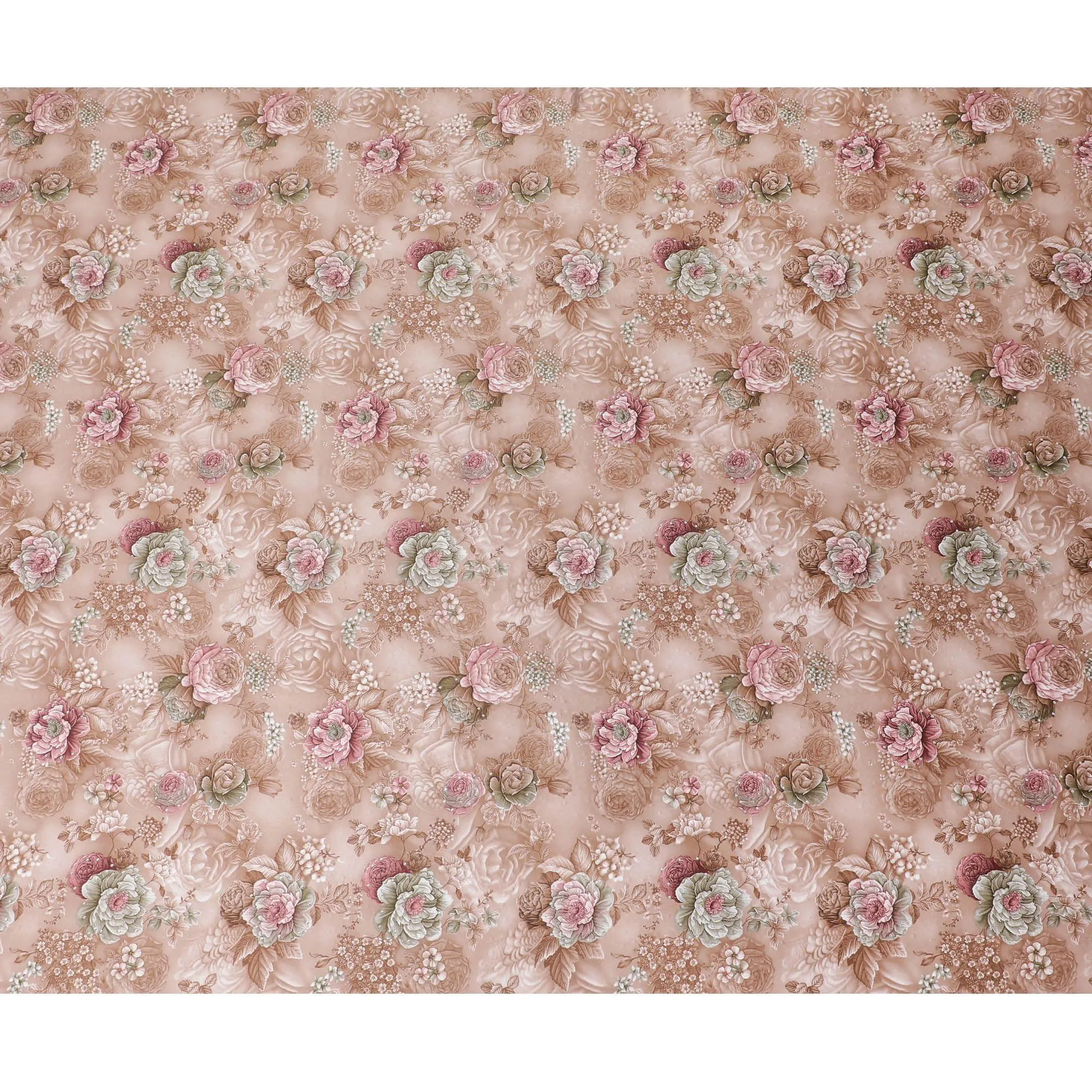 Brown synthetic crepe fabric with multicolor print having stone work in floral design-D15310