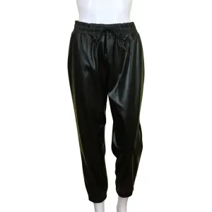 C By One Women's Leather Drawstrings Pants Slimming Jogger Sz M