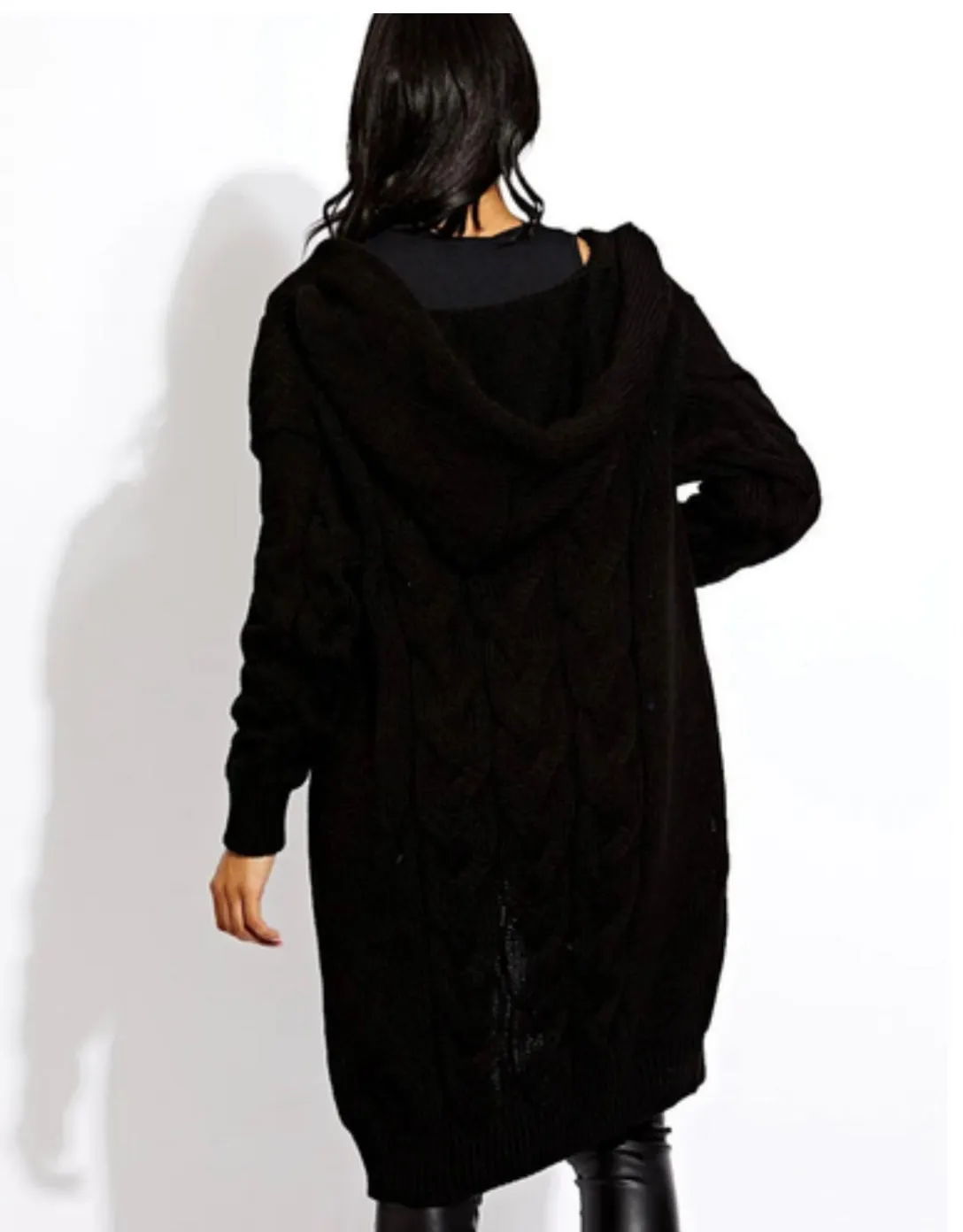 Cable Knit Hooded Cardigan