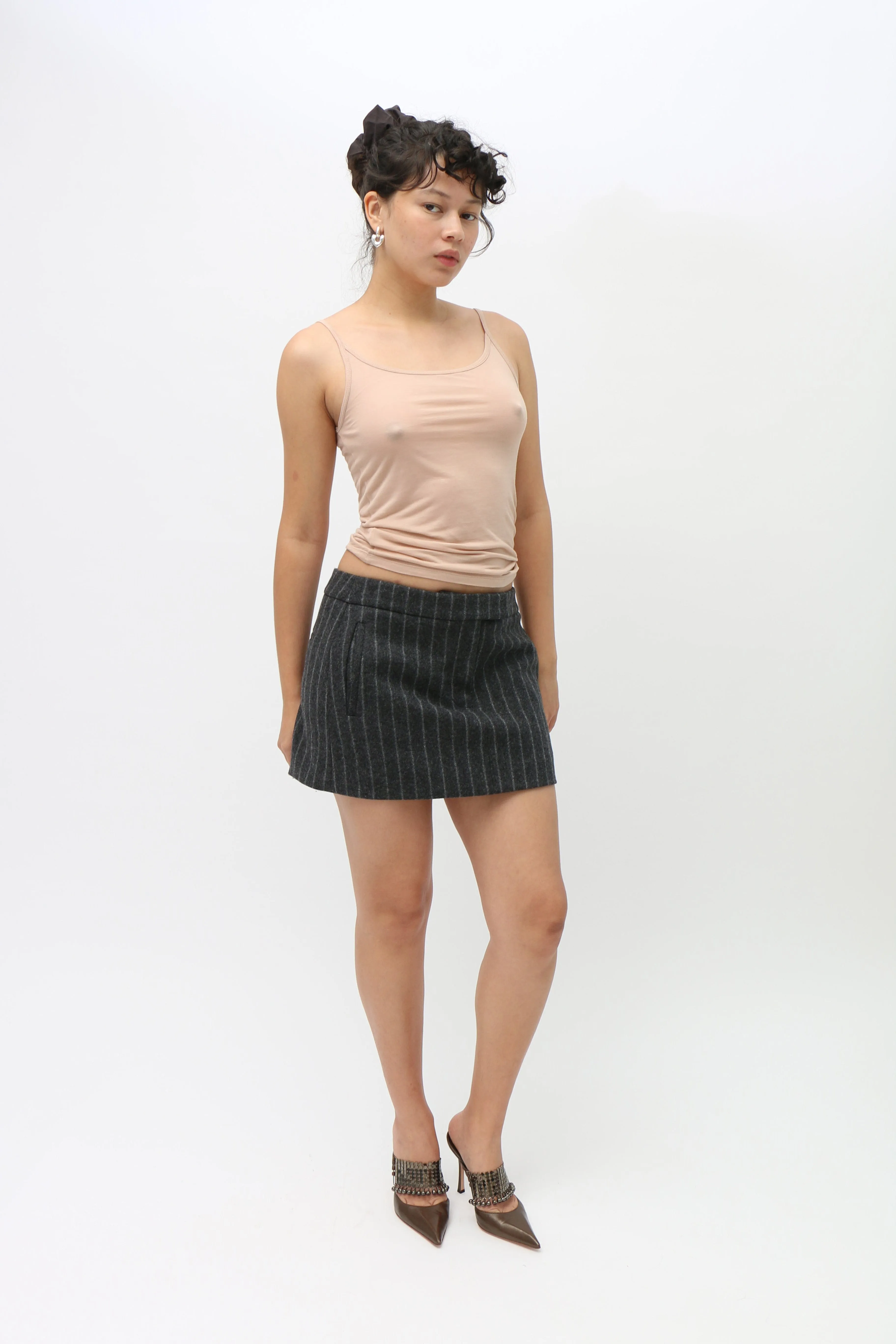 Chalk Wool Pinstripe Mini Skirt