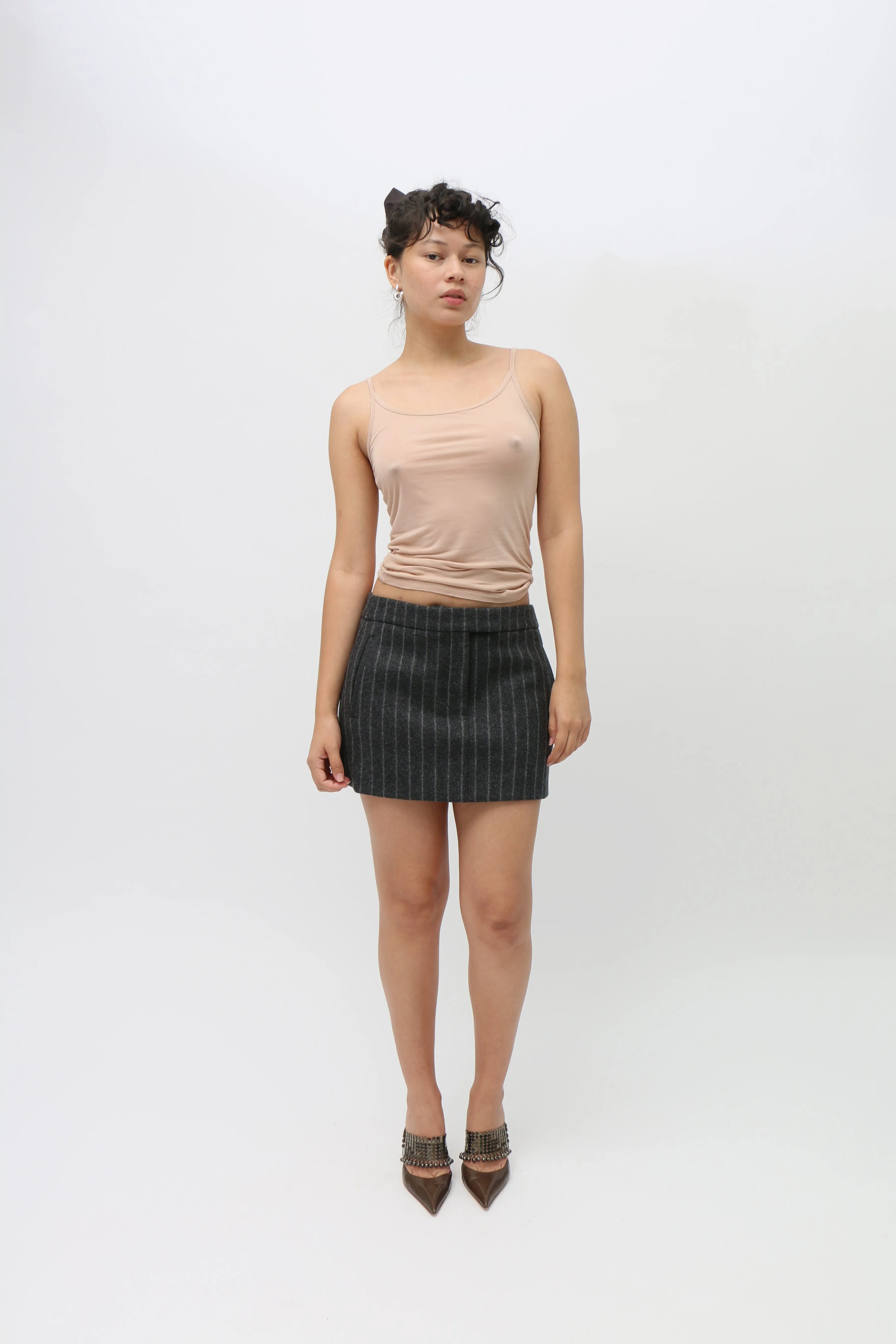 Chalk Wool Pinstripe Mini Skirt