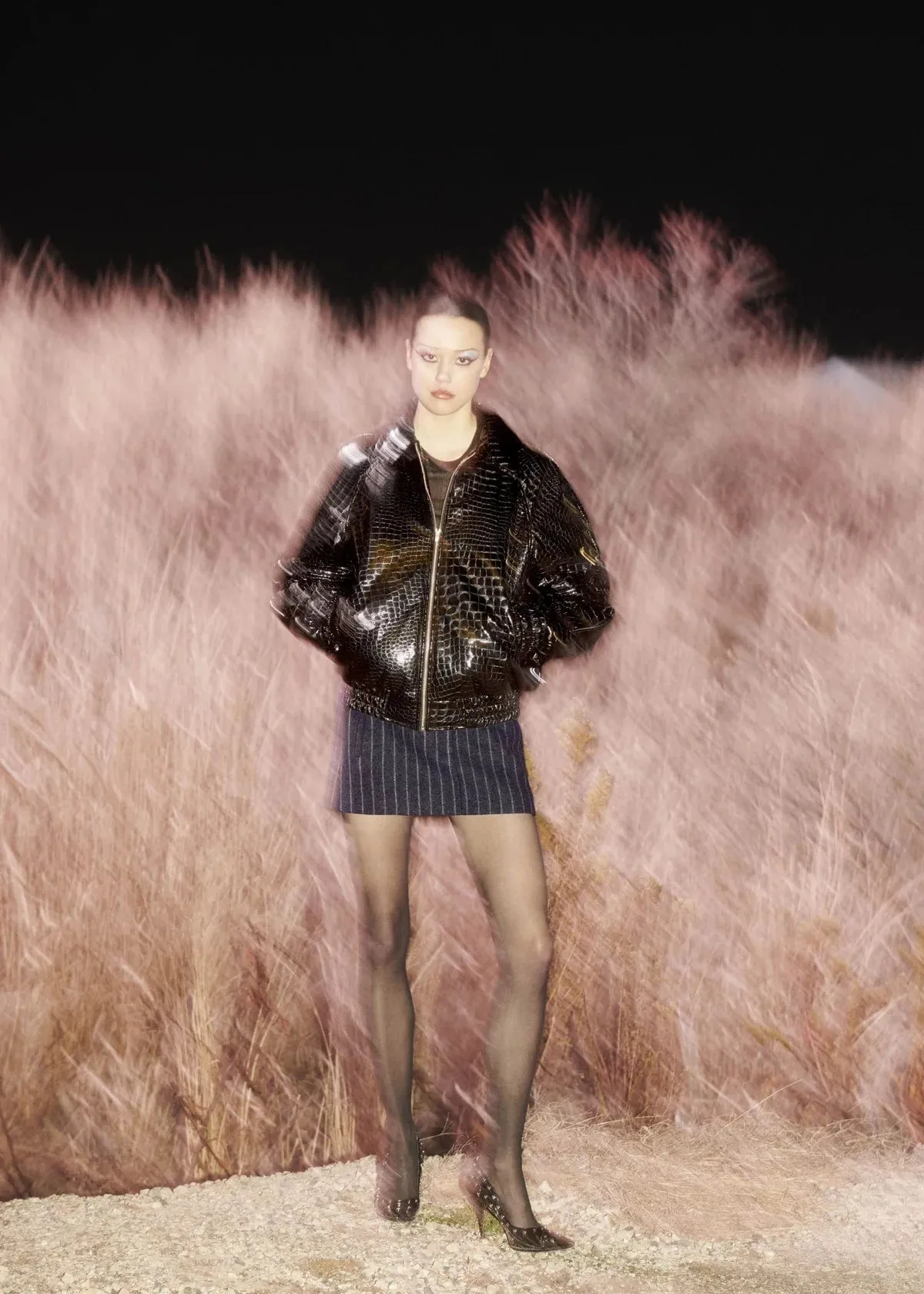 Chalk Wool Pinstripe Mini Skirt