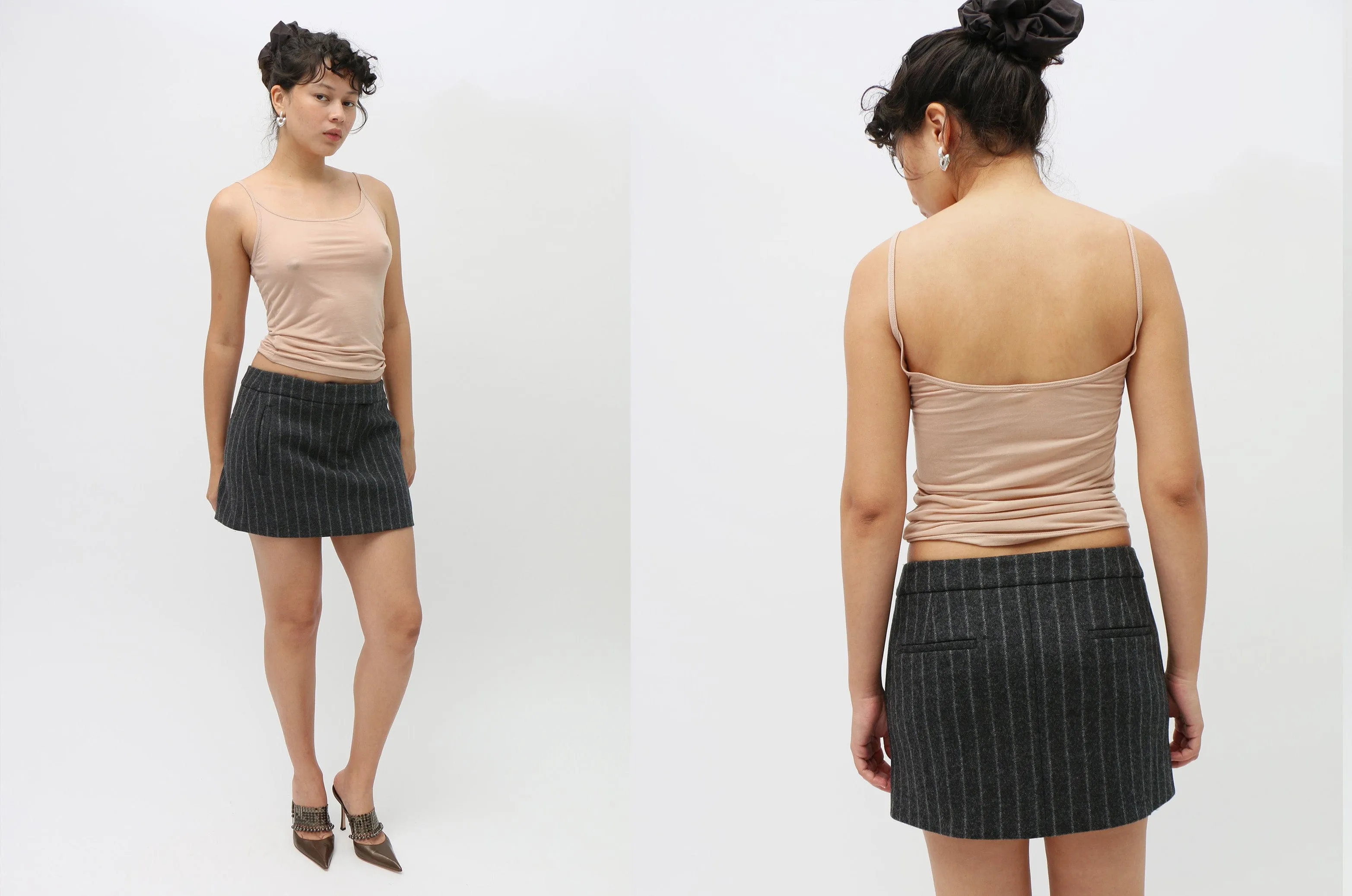 Chalk Wool Pinstripe Mini Skirt