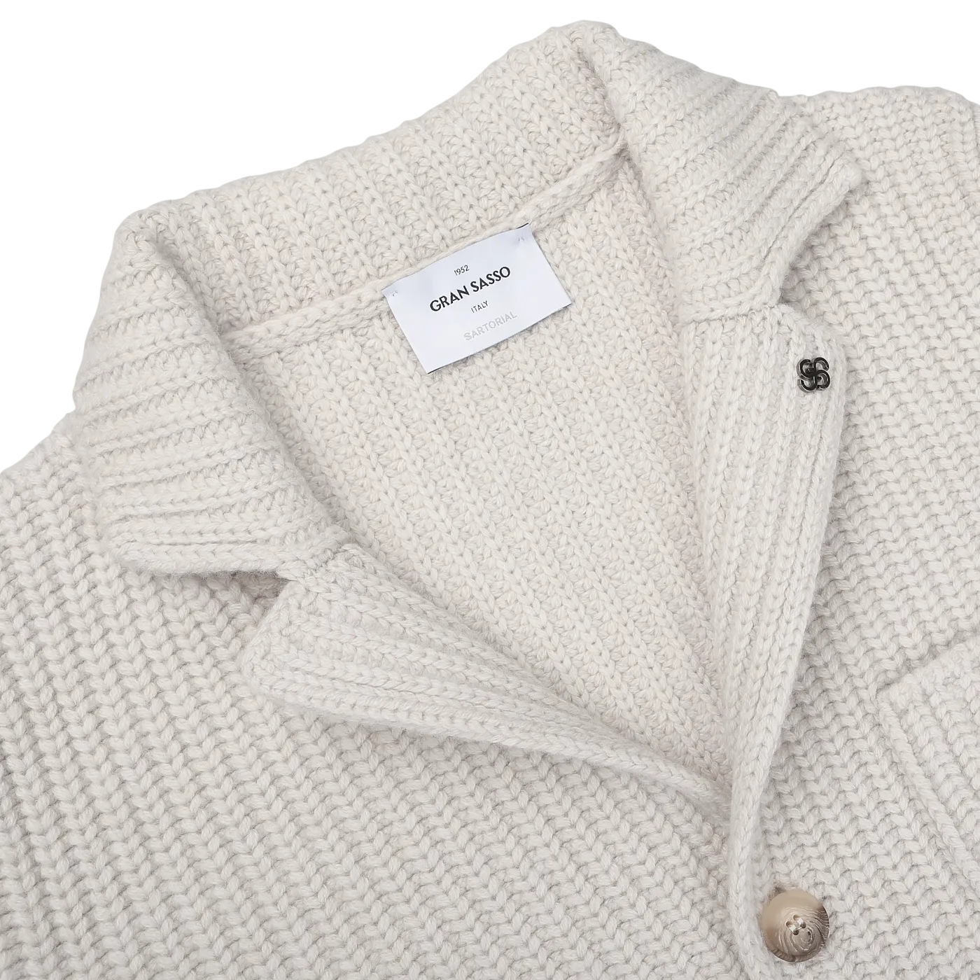 Cream Beige Chunky Knitted Wool Cardigan
