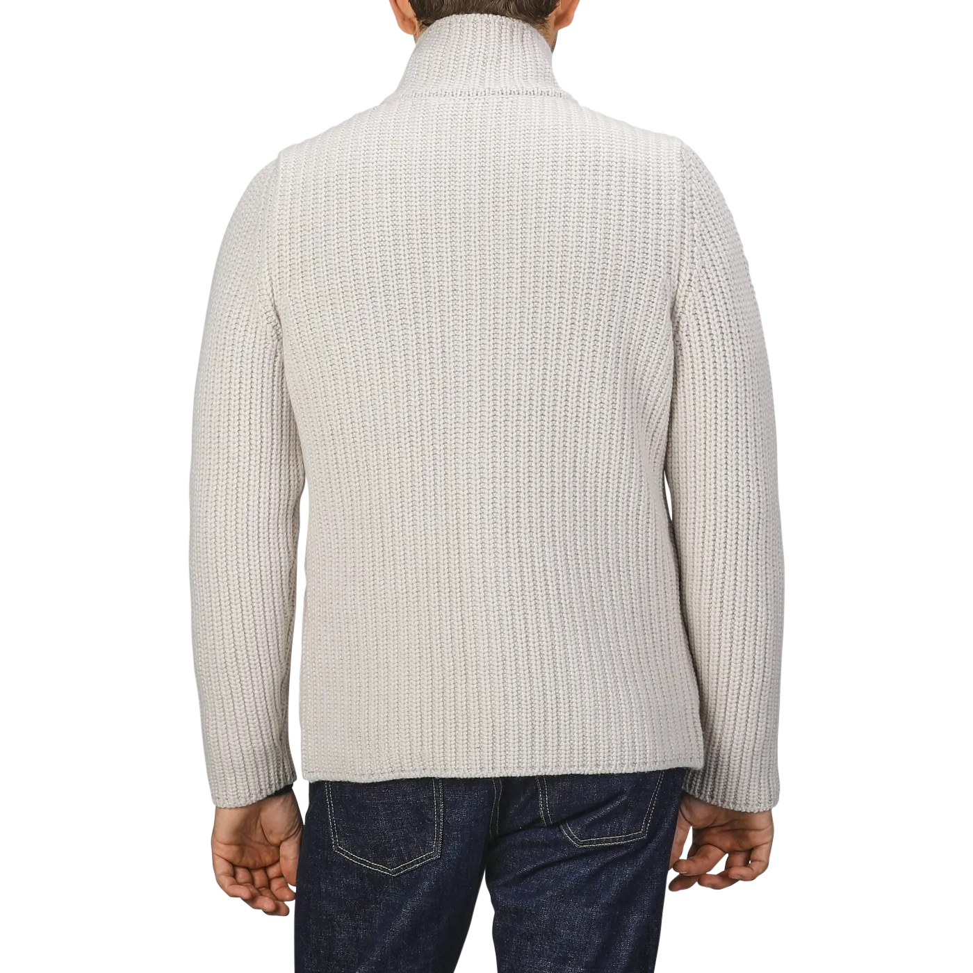 Cream Beige Chunky Knitted Wool Cardigan