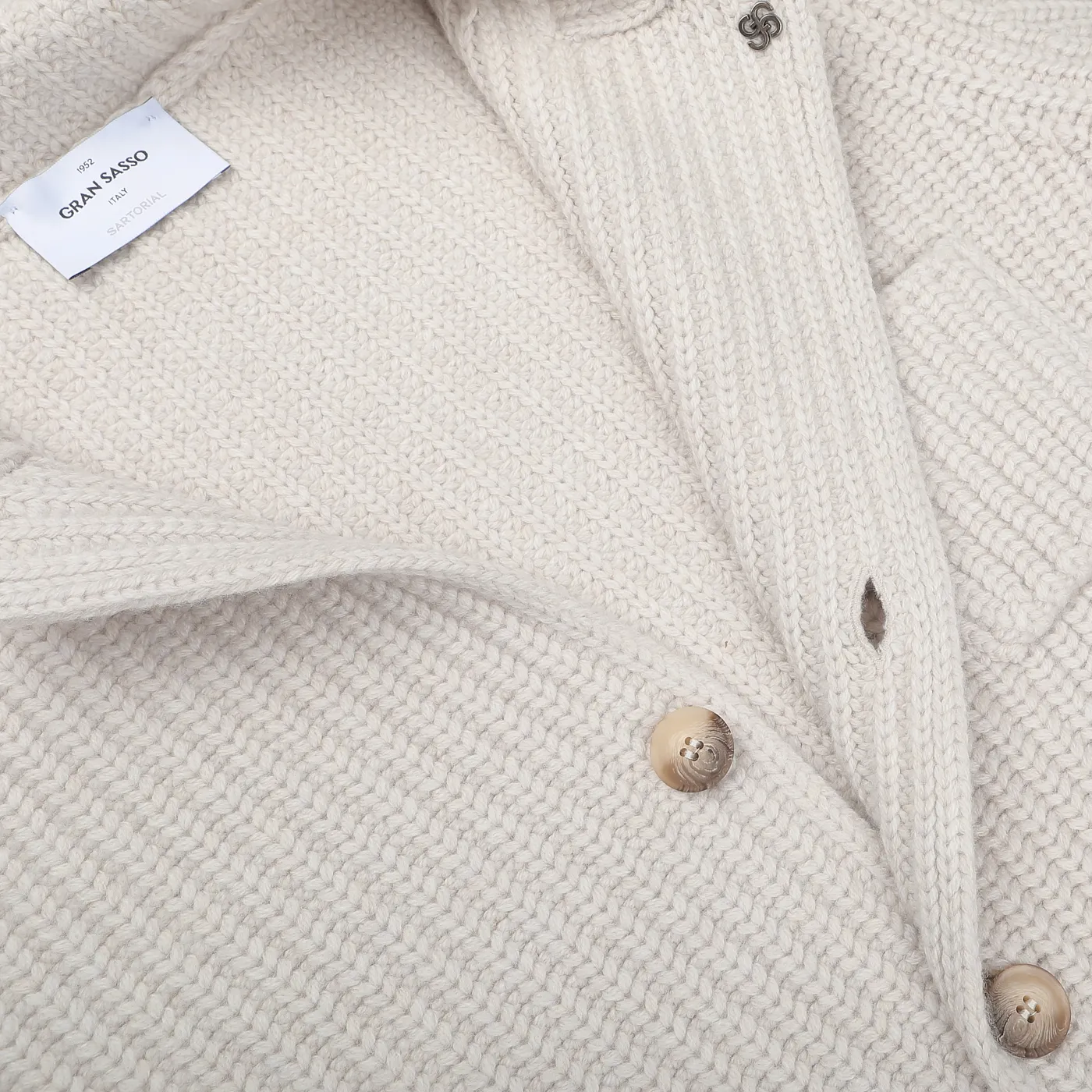 Cream Beige Chunky Knitted Wool Cardigan