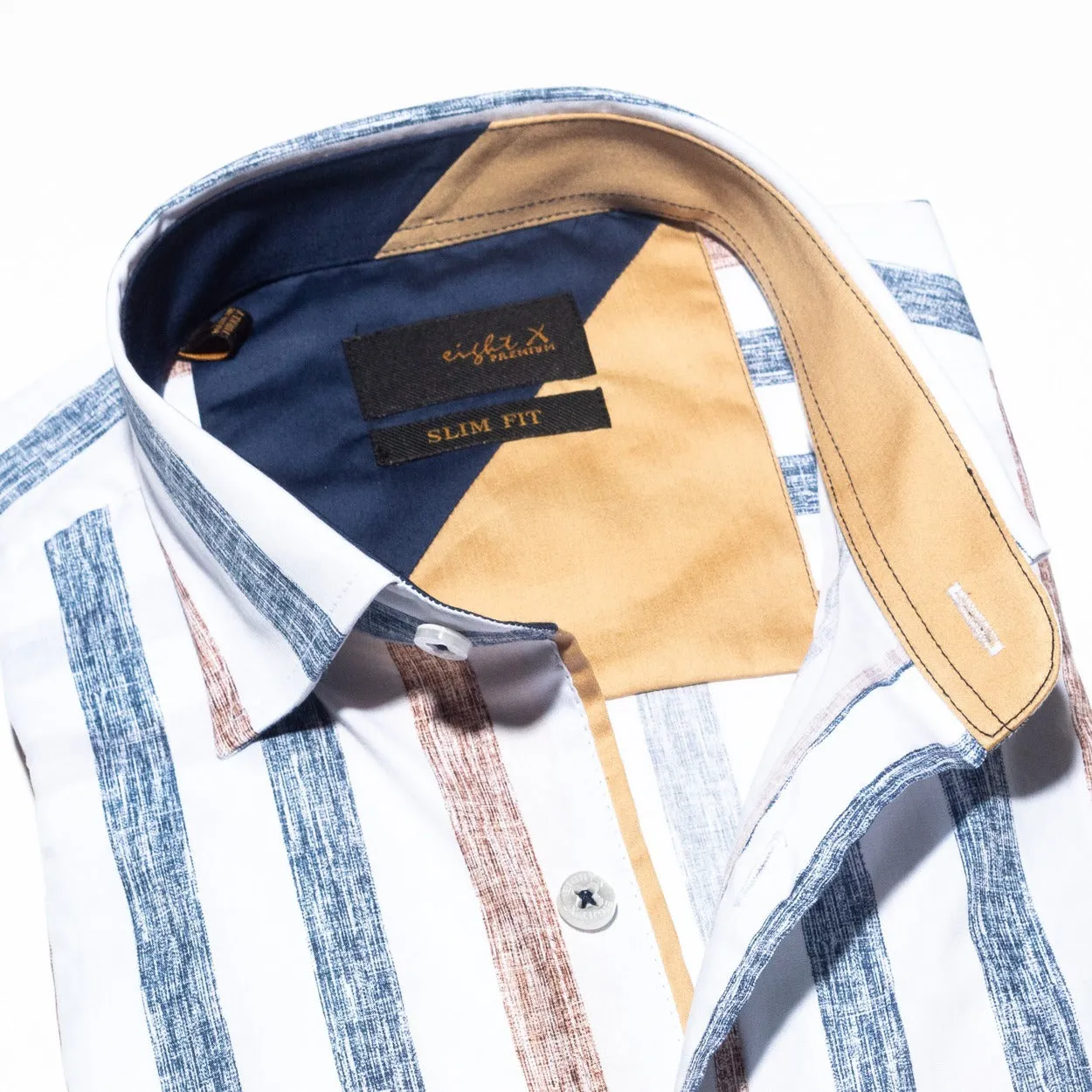 Cross Hatch Striped Button Down Shirt