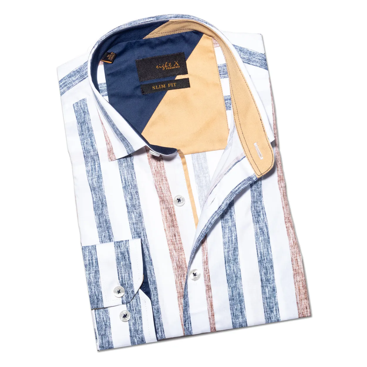 Cross Hatch Striped Button Down Shirt