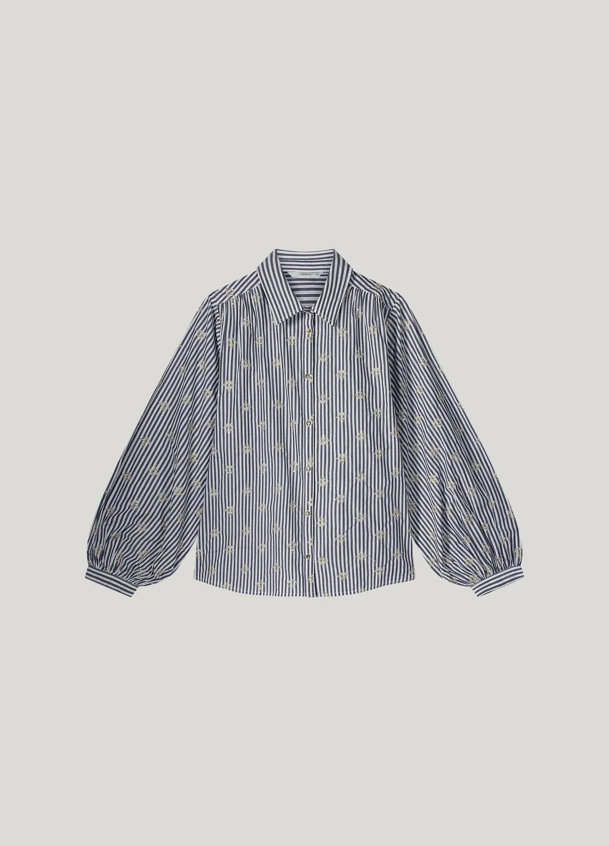 Embroidered Striped Shirt - Mist