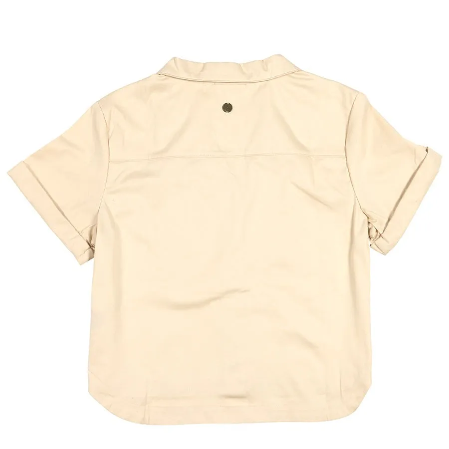 Fasthouse Women's Smoke Show Crop Button Up - Cream