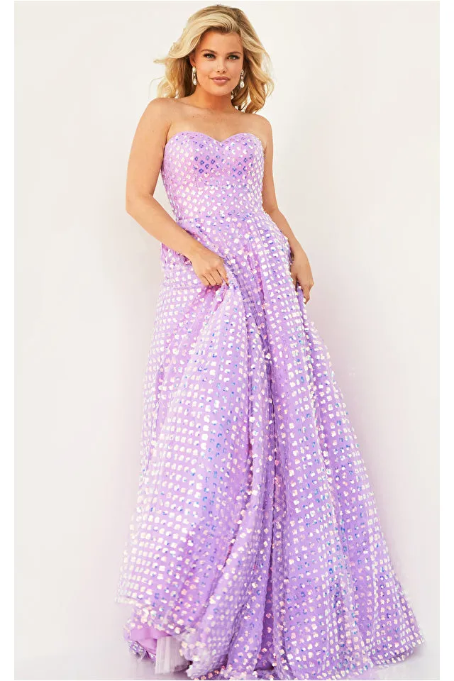 Jovani 08605 Sequins Embellished Strapless Floor Length A-Line Skirt With Pockets Gown
