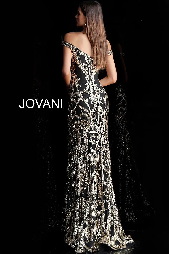 Jovani 63349 Size 10, 12 Long Sequin off the shoulder Prom Dress Pageant Mermaid Gown