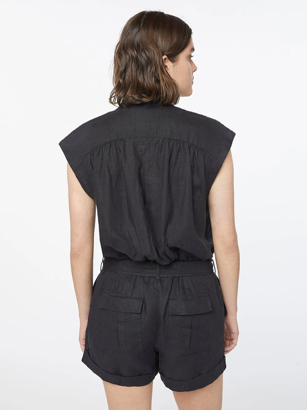 Linen Romper -- Noir