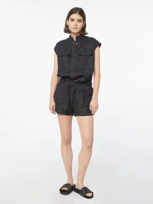 Linen Romper -- Noir