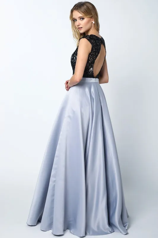 Long Sequin Bodice A-line Dress by Juliet 661