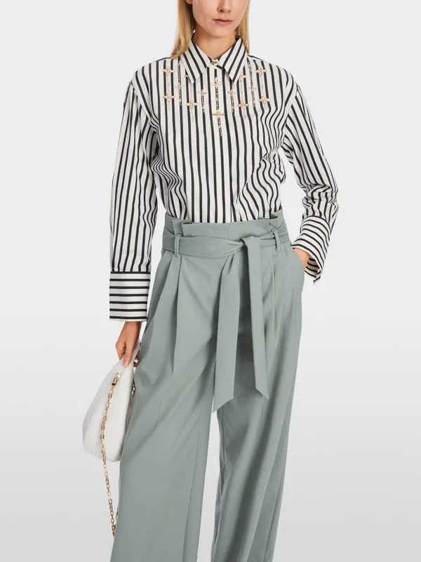 MARC CAIN Stripe Rhinestone Blouse