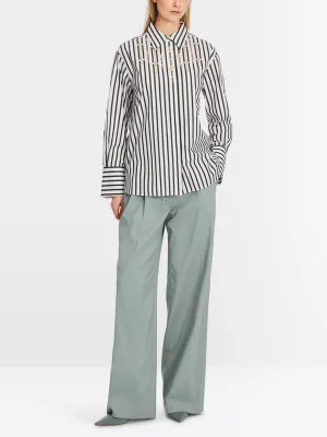 MARC CAIN Stripe Rhinestone Blouse