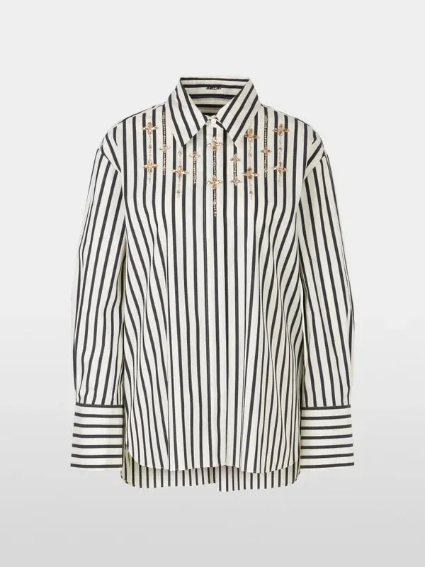 MARC CAIN Stripe Rhinestone Blouse