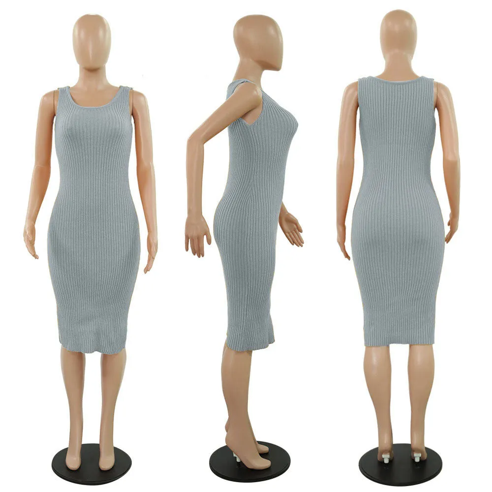 MB FASHION Cable-Knit Turtleneck Sweater and Ribbed Midi Dress Set 6273 LAST S