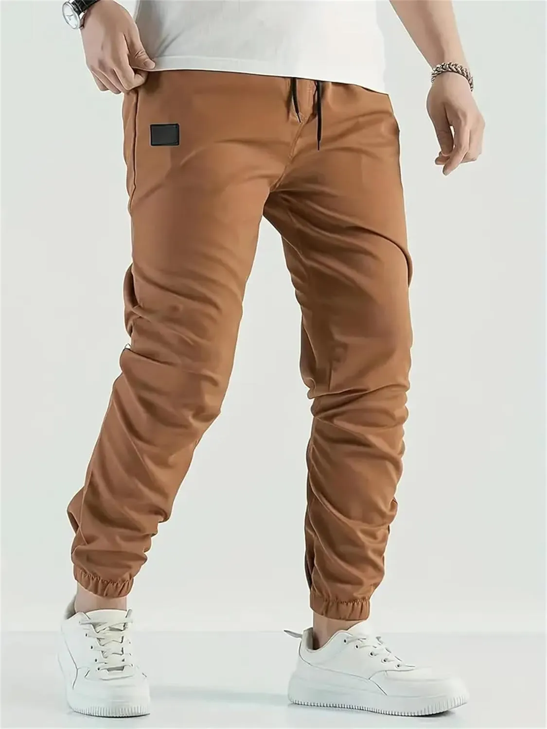 Men's Casual Pants Drawstring Cargo Joggers Comfy Track Pants Durable Twill for Hiking & Outdoor Excursions