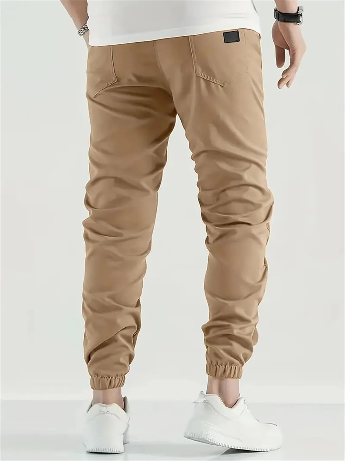 Men's Casual Pants Drawstring Cargo Joggers Comfy Track Pants Durable Twill for Hiking & Outdoor Excursions