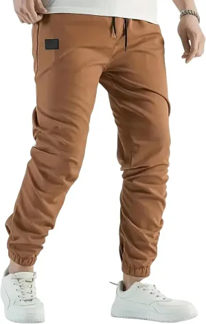 Men's Casual Pants Drawstring Cargo Joggers Comfy Track Pants Durable Twill for Hiking & Outdoor Excursions