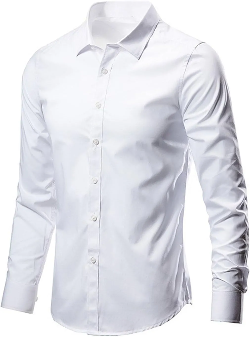 Men's Long Sleeve Button Down Shirts Solid Slim Fit Dress Shirt Casual Business Formal Shirts Wrinkle-Resistant Shirt