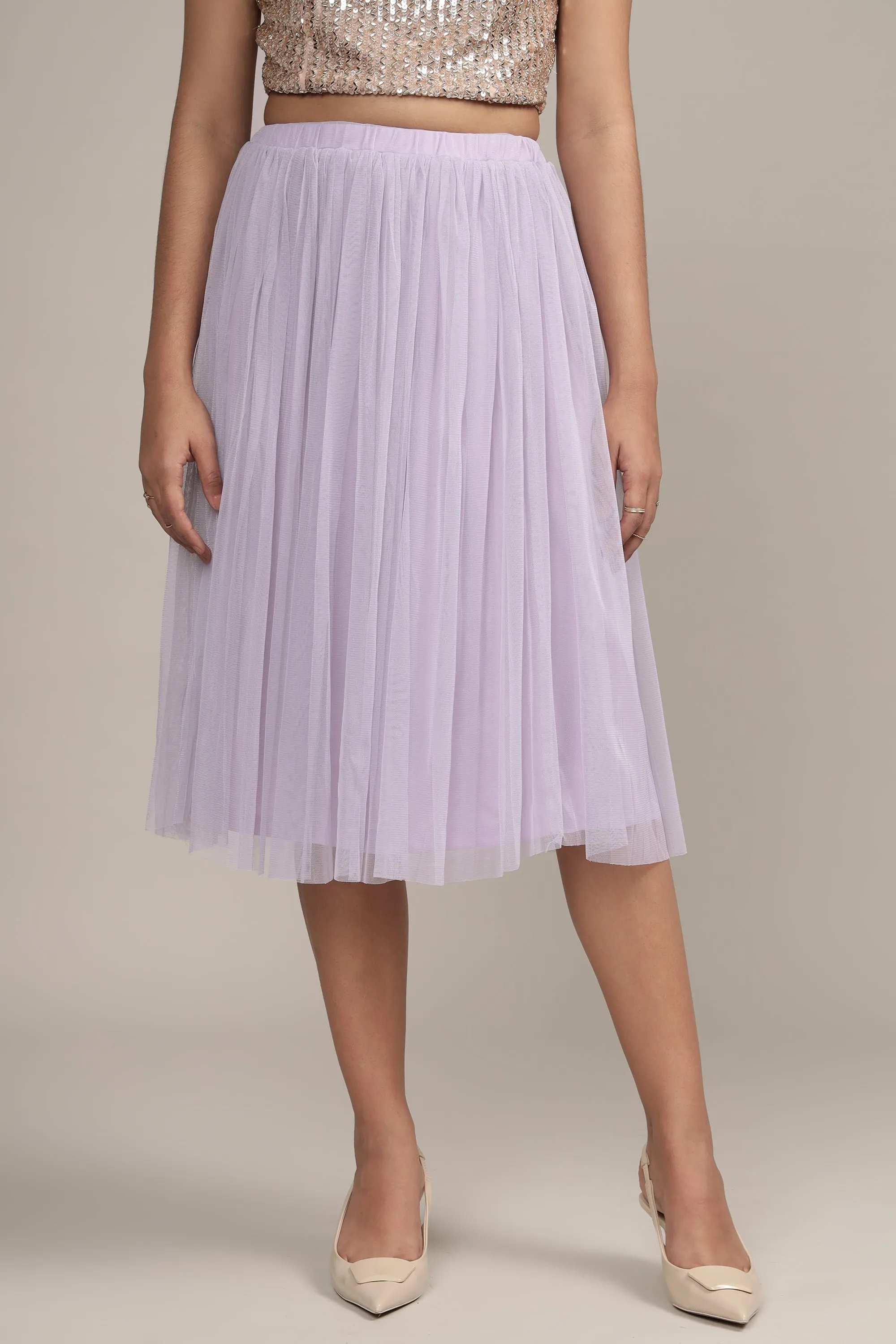 Merlin Lilac Tulle Midi Skirt