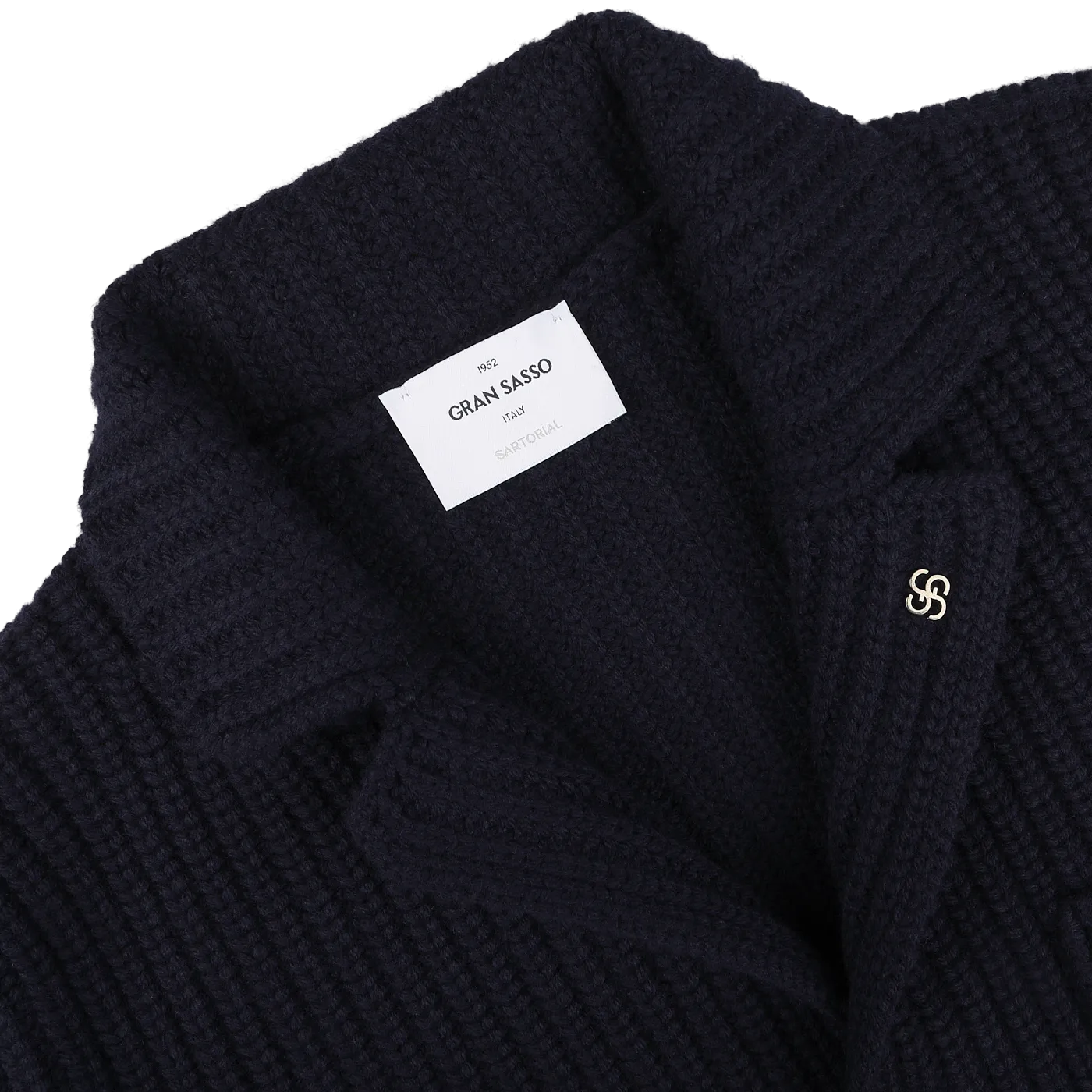 Navy Blue Chunky Knitted Wool Cardigan
