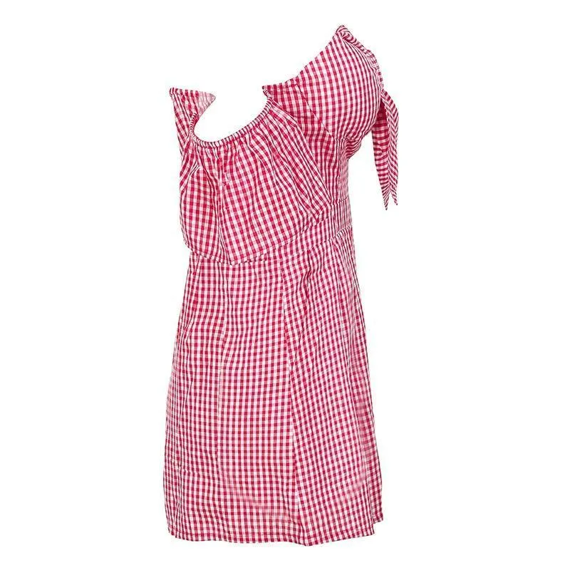 Off shoulder Plaid Jumpsuit Romper Women Sexy Backless Bow High Waist Playsuit