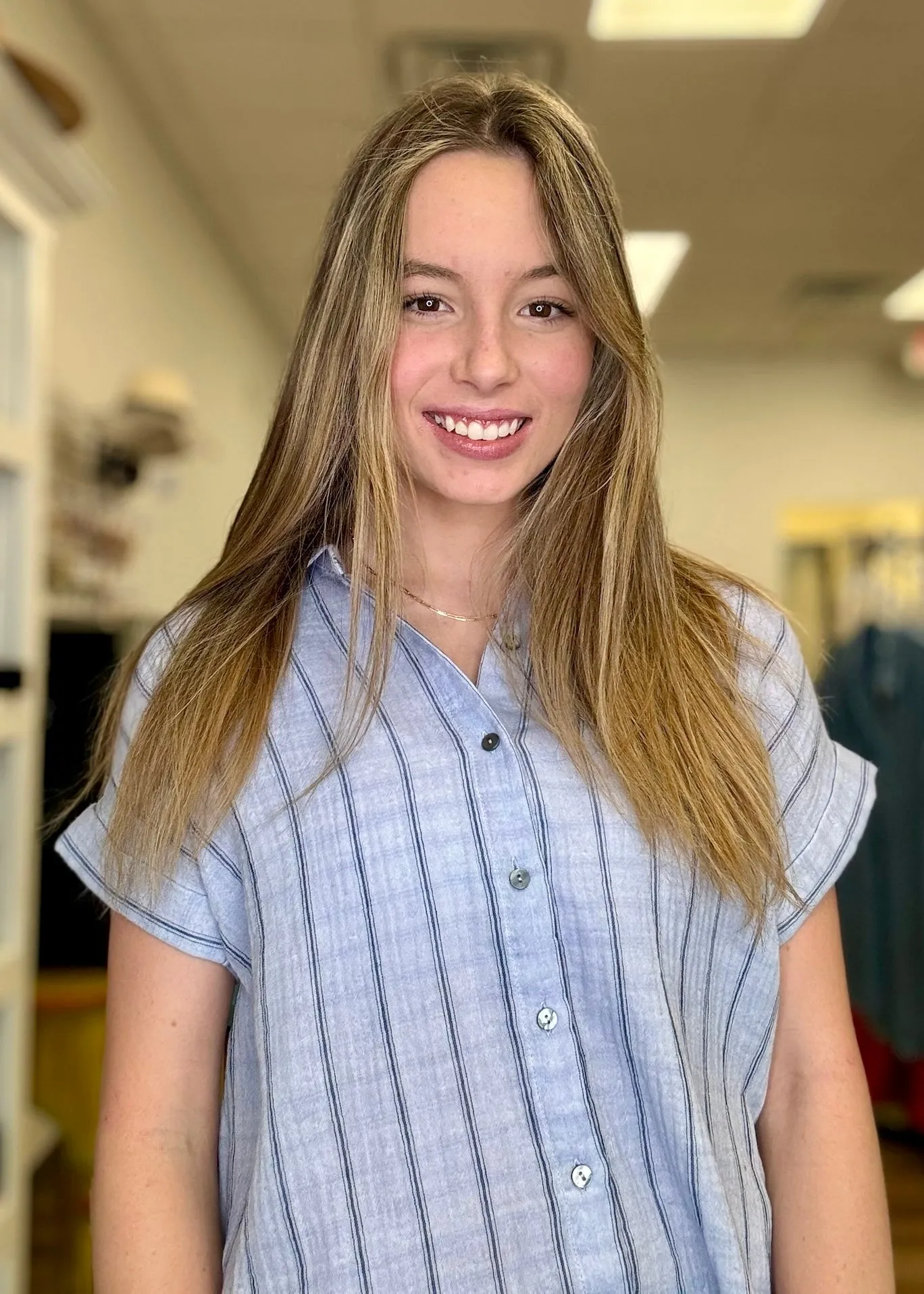 Pin Stripe Short Sleeve Button Up