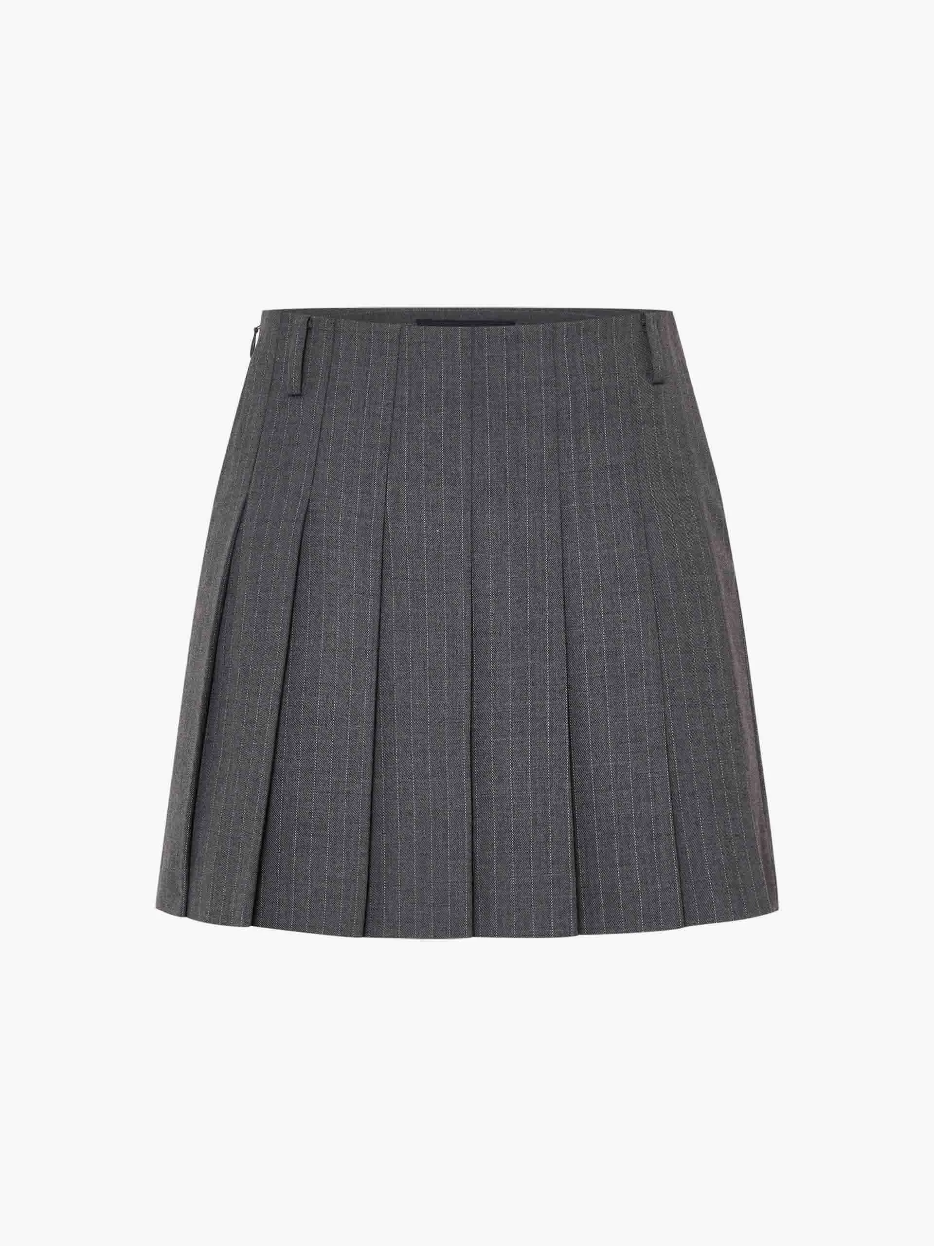 Pinstripe Pleated Skirt