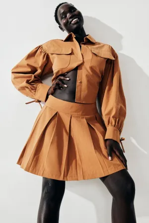 Portia Pleated Mini Skirt Camel