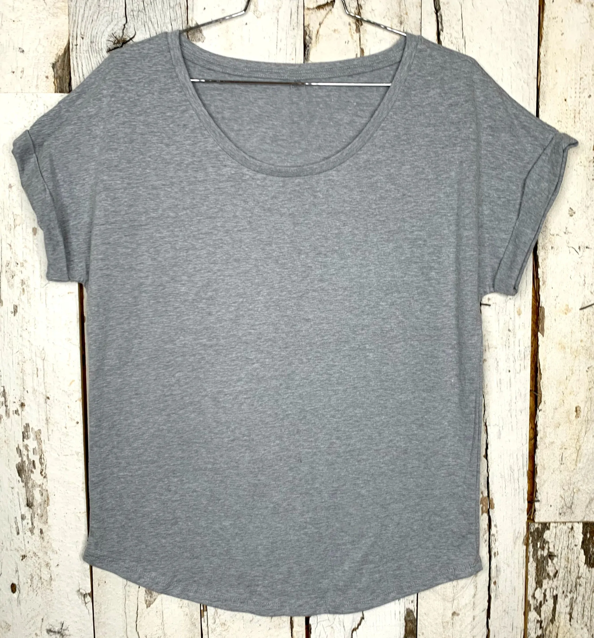Practically Perfect Rolled Sleeve Tee - Grey