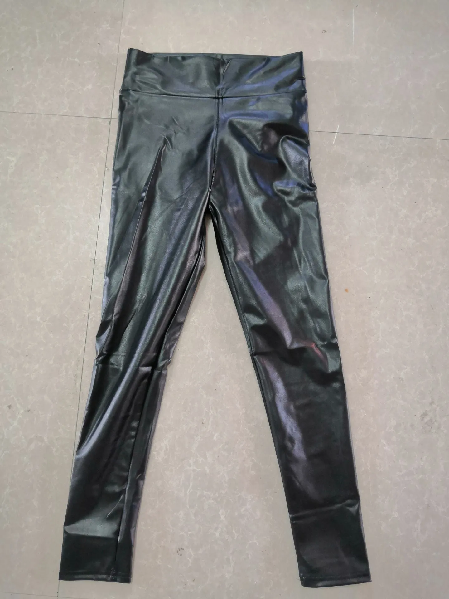 Reflective Sexy Hip Leather Pants Elastic High Waist Leggings