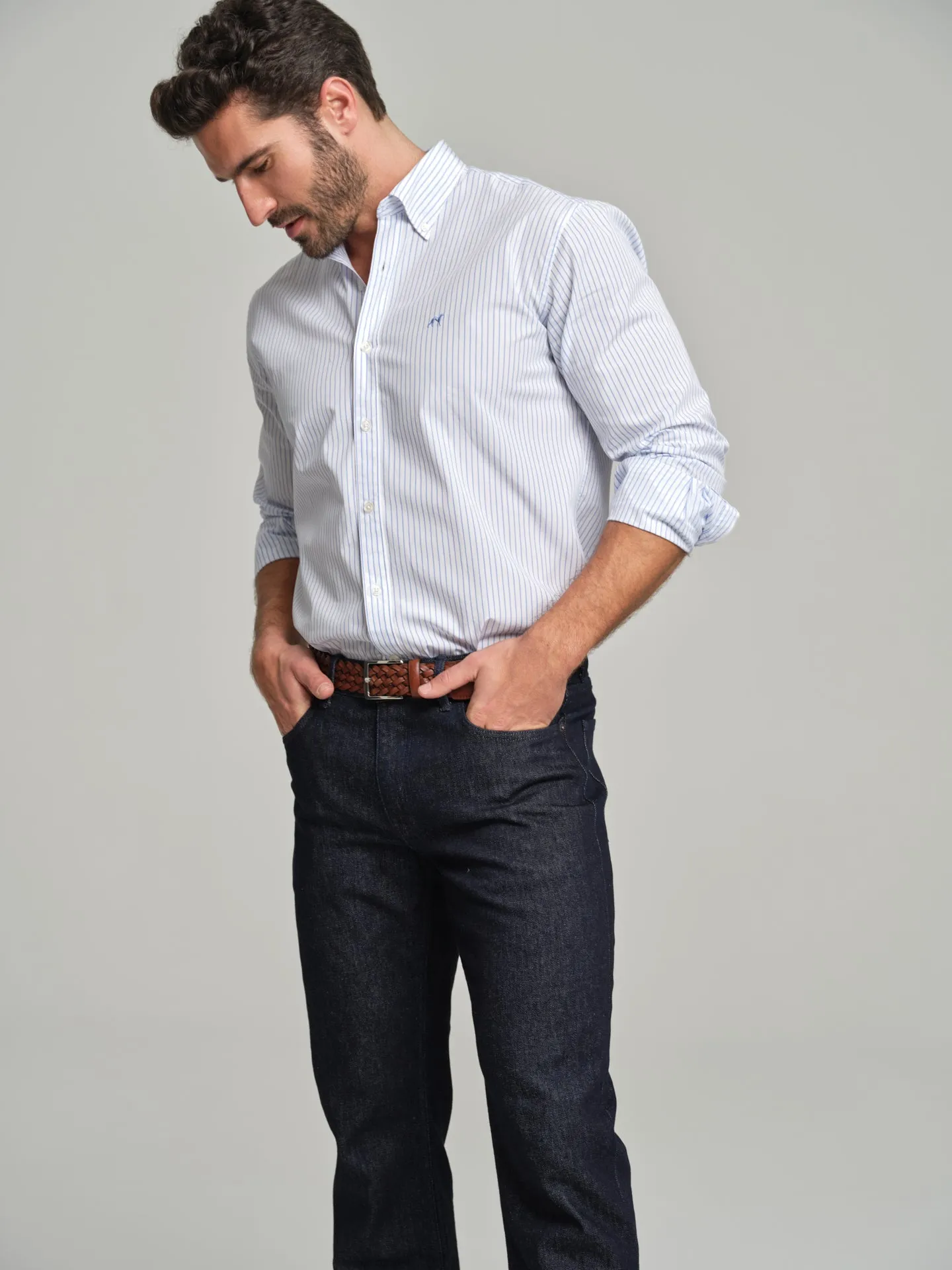 Regular fit sport striped 120's Double Luxury BCI Cotton shirt